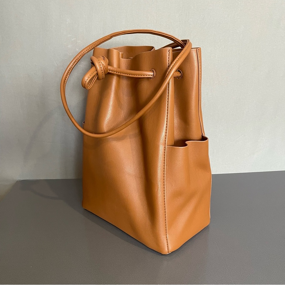 OAK + FORT Tan Shoulder Bag with Minimalist Design